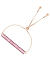 MACY'S CUBIC ZIRCONIA BROWN AND PINK ROUND AND BAGUETTE BAR ADJUSTABLE BOLO BRACELET IN 14K ROSE GOLD OVER 