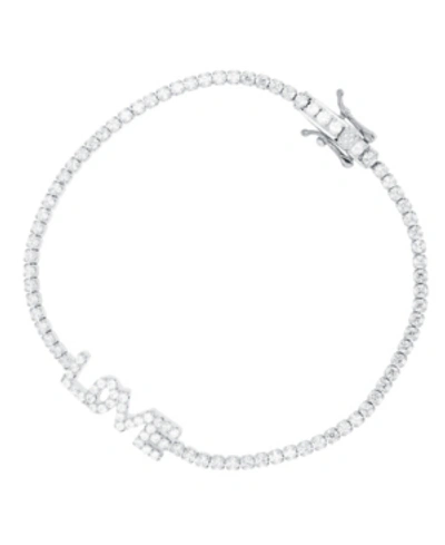 Macy's Cubic Zirconia Round Cut Love Tennis Bracelet In Sterling Silver (also In 14k Gold Over Silver) In White