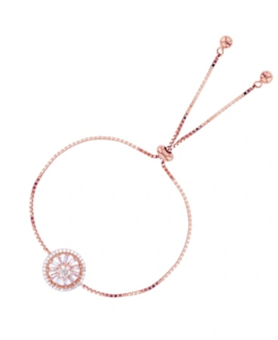 Macy's Cubic Zirconia Round And Baguette Wheel Adjustable Bolo Bracelet In Sterling Silver (also In 14k Gol In Pink