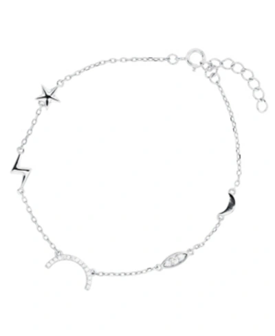 Macy's Cubic Zirconia Assorted Charms Bracelet In Sterling Silver (also In 14k Gold Over Silver) In White