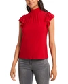 1.state Trendy Plus Size Mock-neck Flutter-sleeve Top In Vibrant Red