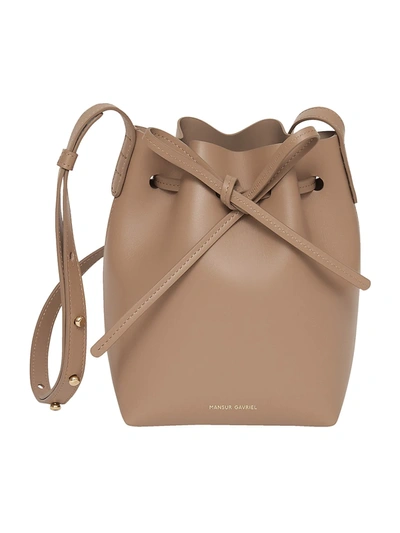 Mansur Gavriel Mini Leather Bucket Bag In Biscotto