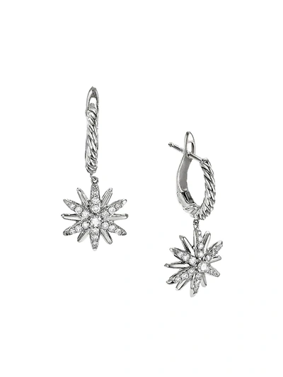 David Yurman Starburst Cable Drop Earrings With Diamonds In Silver
