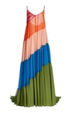 Carolina Herrera Diagonal Tiered-colorblock Gown In Multi