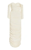 Khaite Womens Ivory Lydia Ruched Stretch-woven Midi Dress S In White