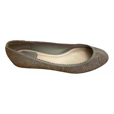 Pre-owned Dior Leather Ballet Flats In Grey