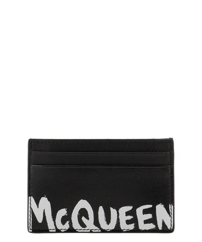 Alexander Mcqueen Black Leather Card Holder In Black  