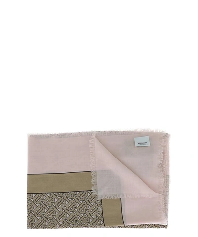 Burberry "tb Monogram" Cashmere Scarf In Pink