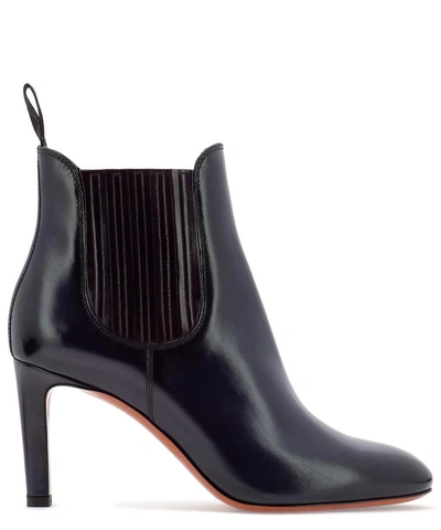 Santoni Leather Ankle Boot With Elastic Bands In Blue