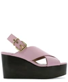 MARNI LEATHER WEDGE WITH ANKLE STRAP