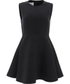Valentino Navy Wool & Silk A-line Dress In Black  