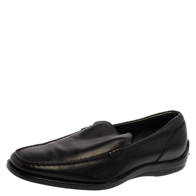 Pre-owned Tod's Black Leather Slip On Loafers Size 41