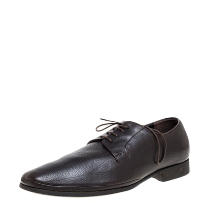 Pre-owned Giorgio Armani Dark Brown Leather Classic Oxfords Size 44
