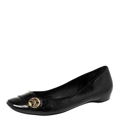 Pre-owned Tory Burch Black Patent Leather Andi Ballet Flats Size 39