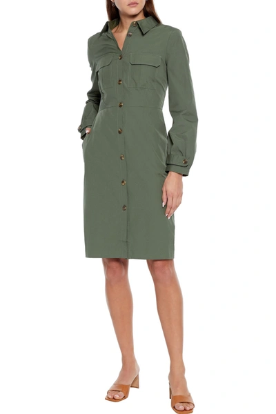 Iris & Ink Beatrix Cotton-poplin Shirt Dress In Army Green
