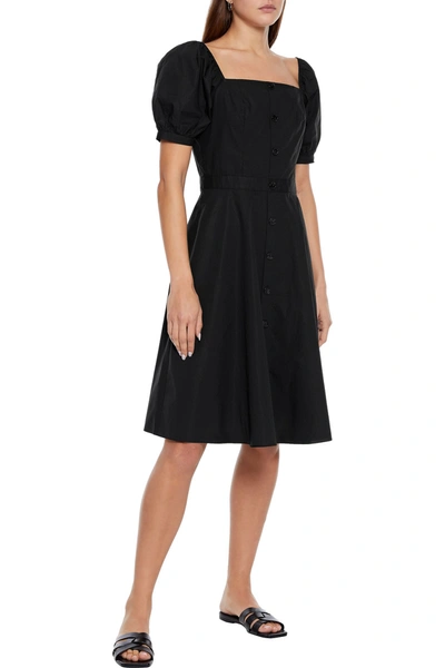 Iris & Ink Ashley Button-embellished Cotton-broadcloth Dress In Black