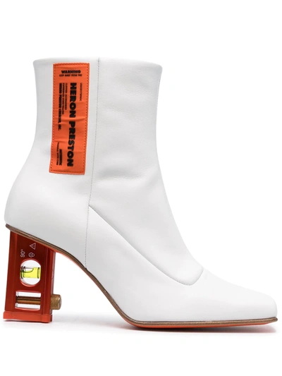 Heron Preston Level-heel Leather Ankle Boots In White