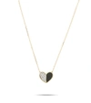 ADINA REYTER BLACK CERAMIC PAVE FOLDED HEART NECKLACE IN YELLOW GOLD