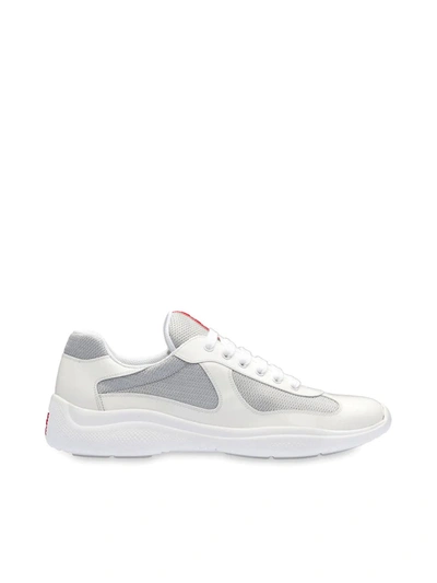Prada New American's Cup Sneaker In Bianco+argento