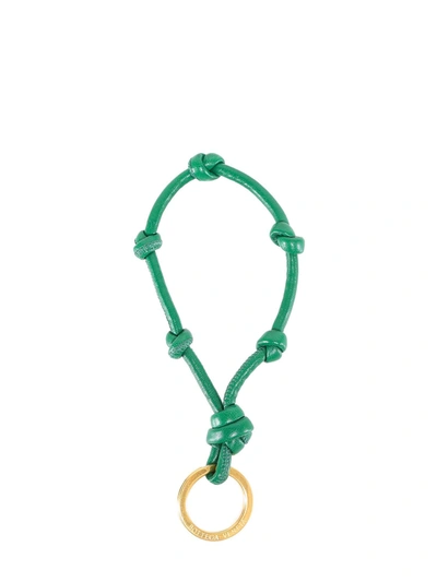 Bottega Veneta Knotted Leather Loop Key Ring In Green