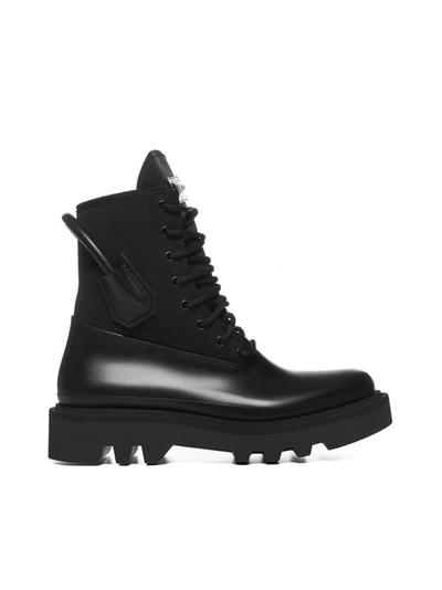 Givenchy Heel-handle Leather And Neoprene Boots In Black