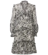 DOROTHEE SCHUMACHER Shimmering Flower Dress in Shiny Yellow Florals on Black