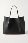 CHRISTIAN LOUBOUTIN CABAROCK SPIKED TEXTURED-LEATHER TOTE