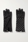 AGNELLE CHLOE FAUX PEARL-EMBELLISHED QUILTED LEATHER GLOVES