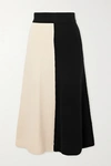 JOSEPH TWO-TONE WOOL MIDI SKIRT