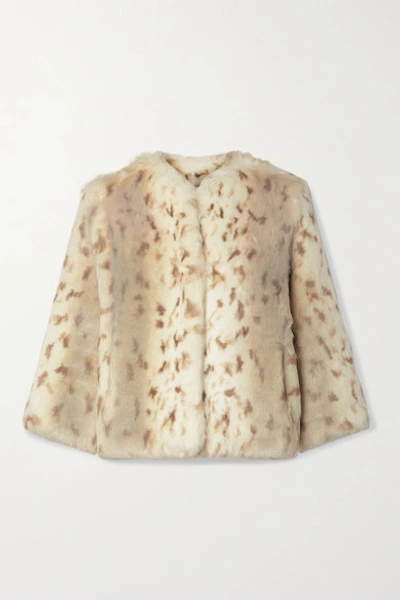 Faz Not Fur Foxy Printed Faux Fur Jacket In Ivory