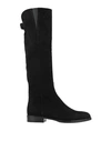 Dolce & Gabbana Black Suede Knee High Flat Boots Shoes In Black