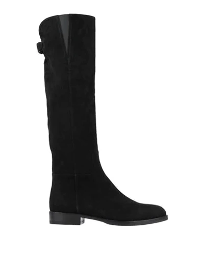 Dolce & Gabbana Black Suede Knee High Flat Boots Shoes