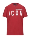 Dsquared2 Man T-shirt Coral Size L Cotton In Red