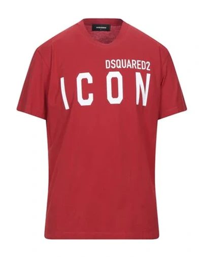 Dsquared2 Man T-shirt Coral Size L Cotton In Red