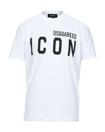 Dsquared2 White Crewneck T-shirt With Maxi Logo Print On The Front In Cotton Man