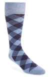 Cole Haan Twist Plaid Socks In Mid Blue Heather