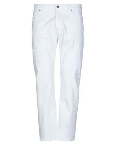 John Richmond Man Jeans White Size 33 Cotton, Elastane
