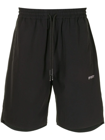 Off Duty Logo Embroidered Drawstring Waist Track Shorts In Black