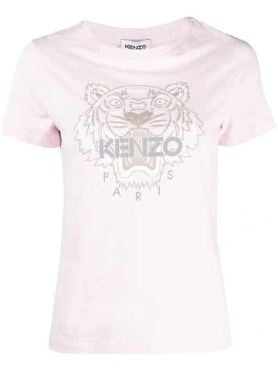 Kenzo Tiger-embroidered T-shirt In Pink