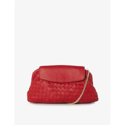 Dune Emoree Voluminous Woven Leather Clutch Bag In Red-leather