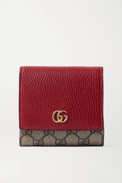GUCCI Petite Marmont coated-canvas and metallic textured-leather wallet