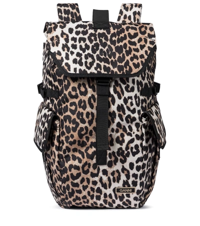 Ganni Recycled Leopard-print Backpack