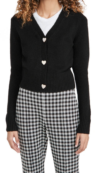 English Factory Heart Button Cardigan In Black
