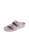 Isabel Marant Lennyo Studded Suede Slide Sandals In Rosewood