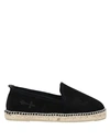 Manebi Coarse-textured Black Flat Jute Espadrilles In Black