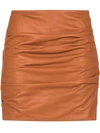 Dolce & Gabbana Brown Lambskin High Waist Mini Pleated Skirt In Brown