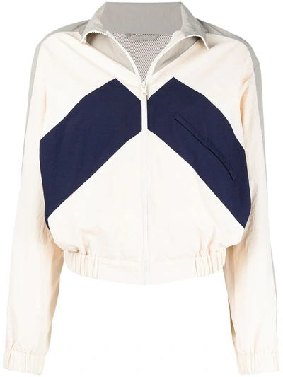 Kenzo Sport Little X Color Block Windbreaker Jacket In Grey,beige,blue