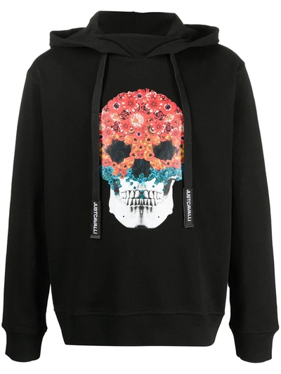 Just Cavalli Embroidered Skull Logo Hoodie In Black