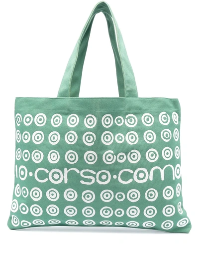 10 Corso Como Spiral Logo Print Tote Bag In Green