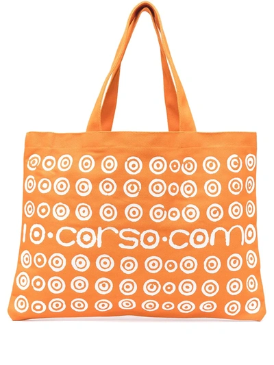 10 Corso Como 螺旋logo印花手提包 In Orange